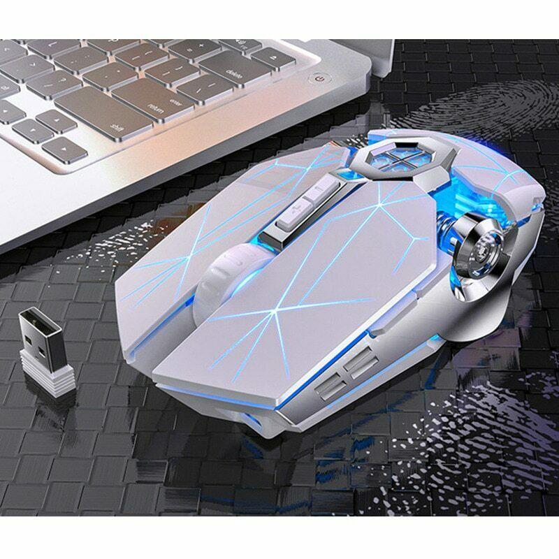 Souris de jeu sans fil rechargeable silencieuse 1600 dpi led rvb ergonomique – Image 7