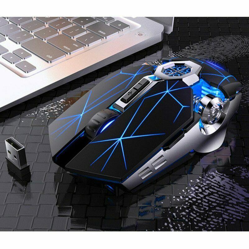 Souris de jeu sans fil rechargeable silencieuse 1600 dpi led rvb ergonomique – Image 6