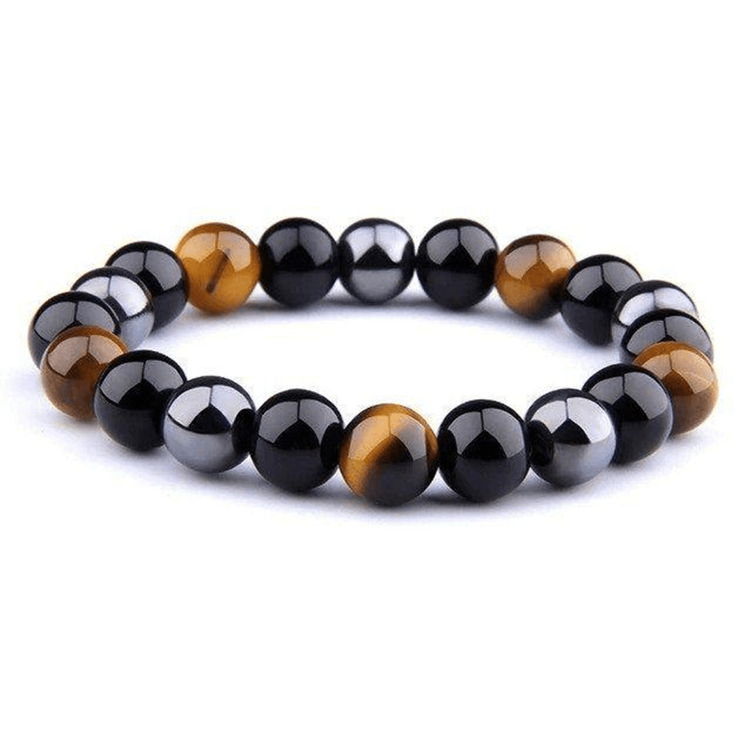 Bracelet en perles obsidienne noire naturelle