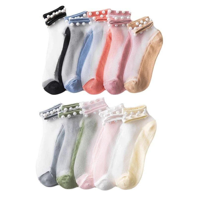 Chaussettes fines perlées pour femmes