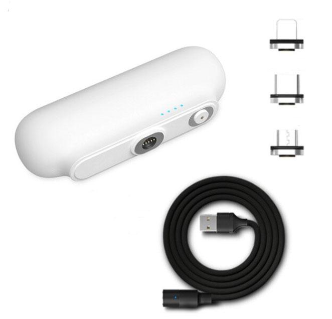 Snap n charge Mini chargeur Portable magnétique 3 en 1 Micro USB Type C 2600mAh – Image 3