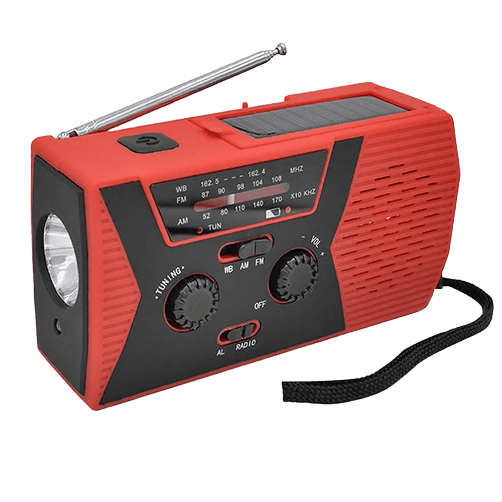 Radio solaire avec lampe LED AM/FM, alarme SOS