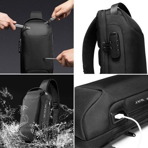 Sac en bandouliere antivol avec port USB recharge pour homme et femme – Image 5