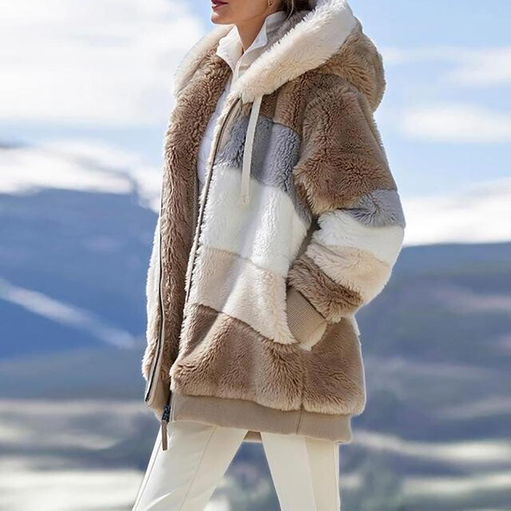 Manteau rembourré en laine d'agneau contrastée – Image 4