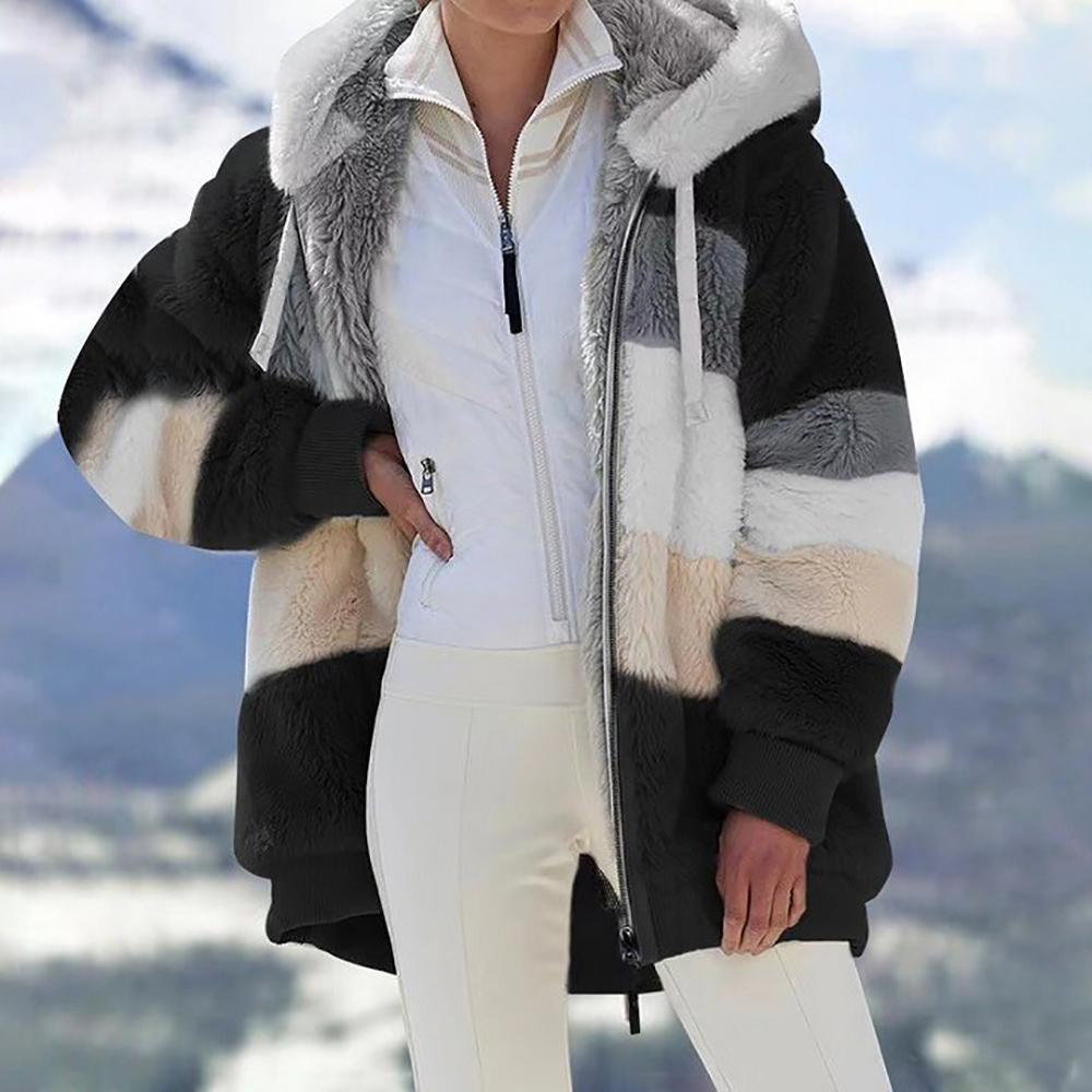 Manteau rembourré en laine d'agneau contrastée – Image 6