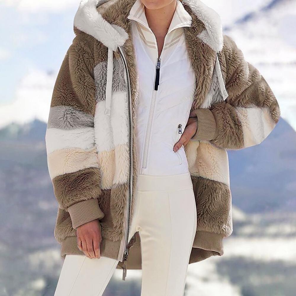 Manteau rembourré en laine d'agneau contrastée – Image 7