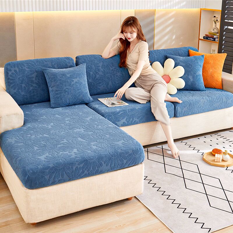 Housse de canapé en velours jacquard extensible antidérapant simple housse de canapé moderne – Image 2