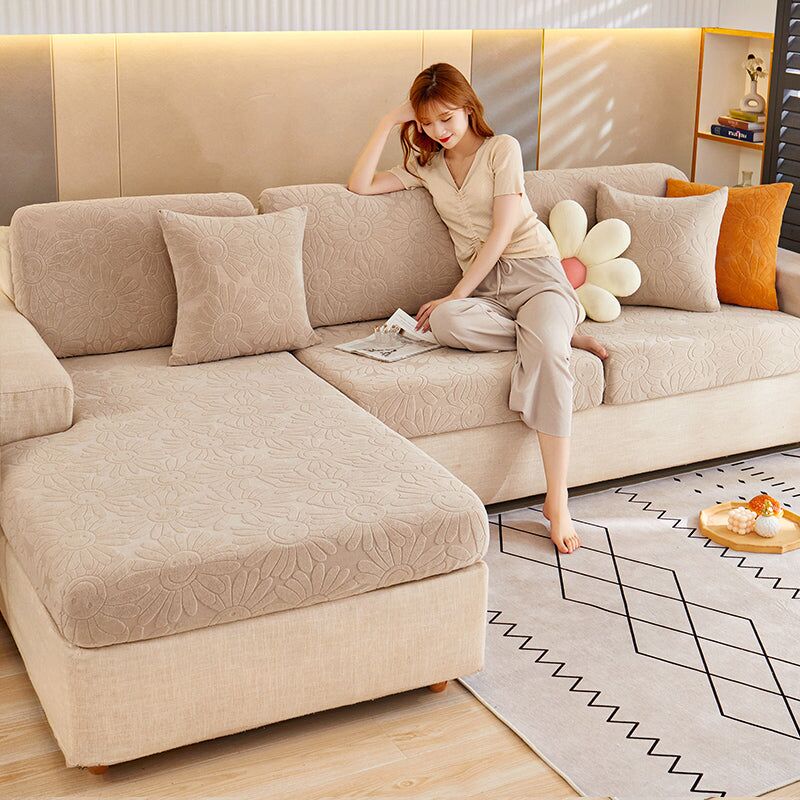 Housse de canapé en velours jacquard extensible antidérapant simple housse de canapé moderne – Image 4