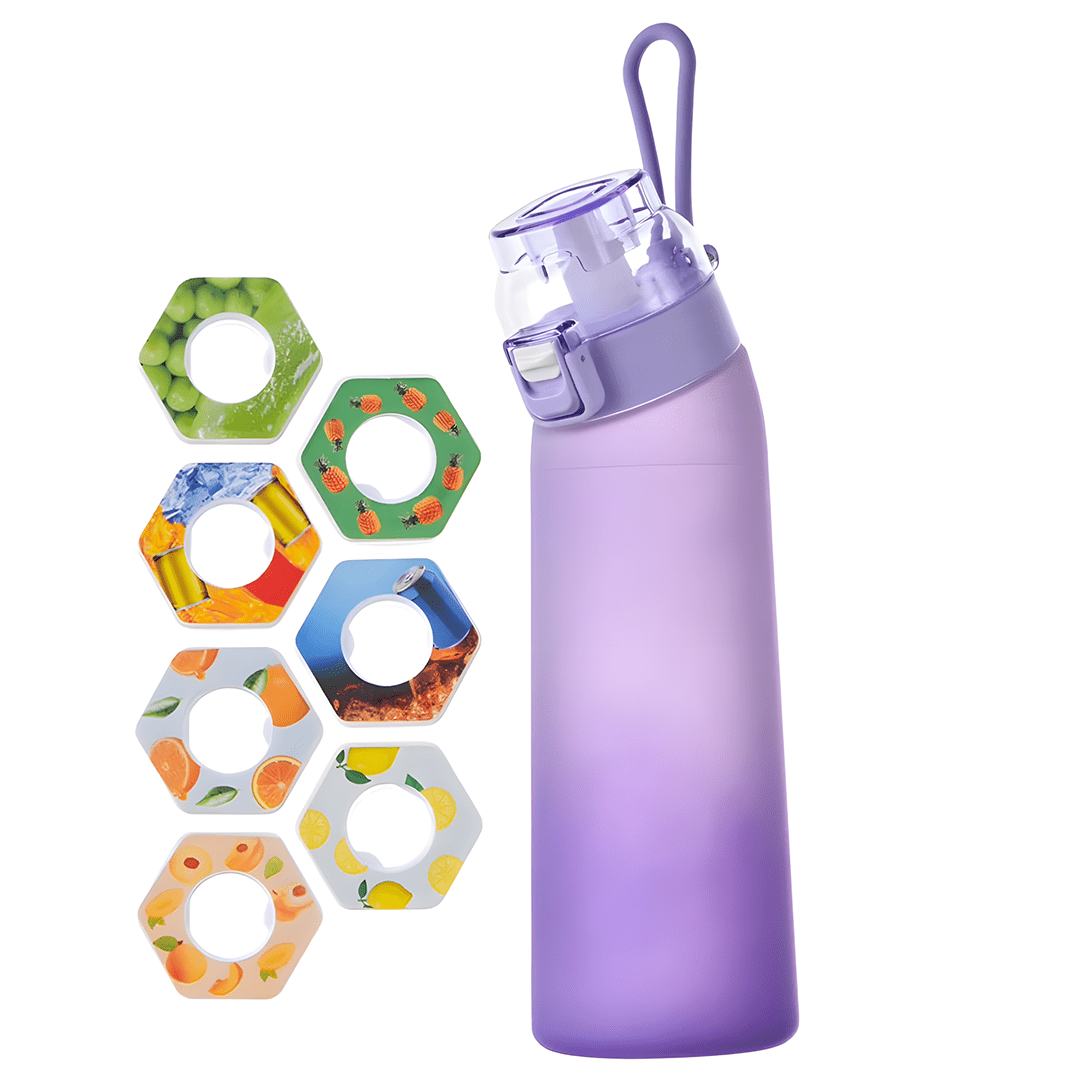 Vue complète de la bouteille d’eau Air avec capsules incluses