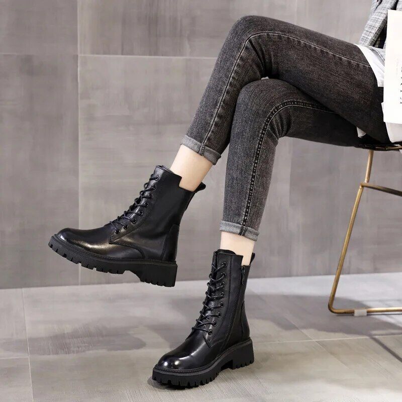 Bottes Martin en cuir de vachette à semelles épaisses – Image 6