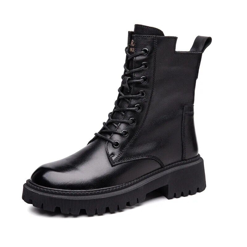 Bottes Martin en cuir de vachette à semelles épaisses