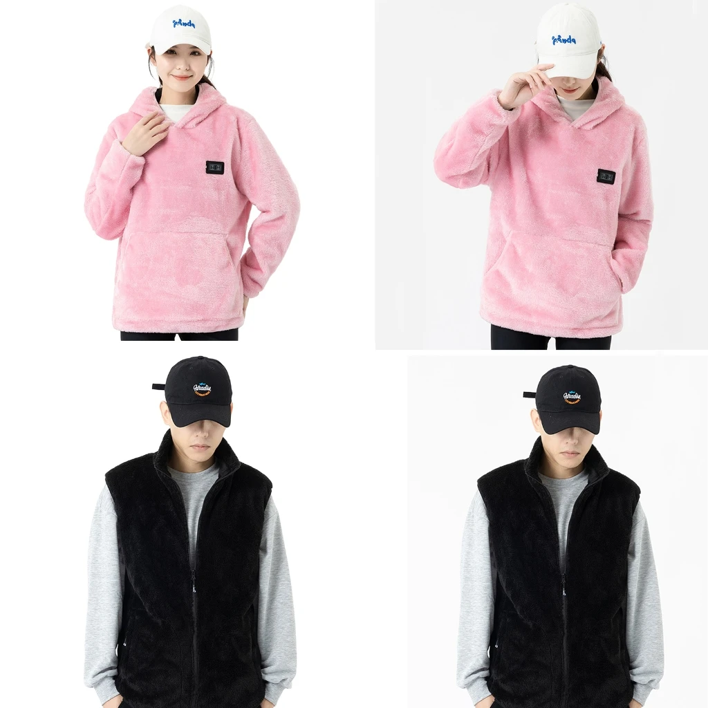 Vibe rose Hoodie chauffant en peluche – Image 2