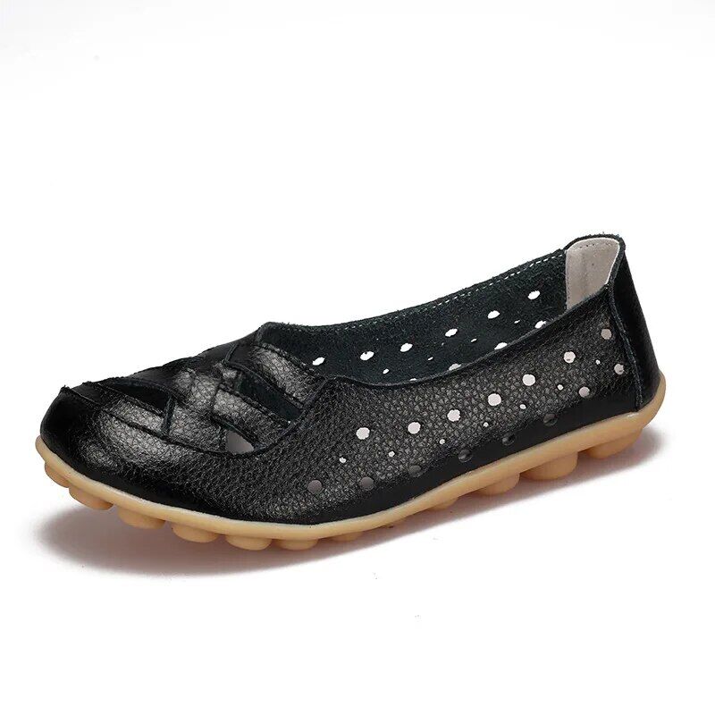 Ballerines en cuir confortables pour femme noir