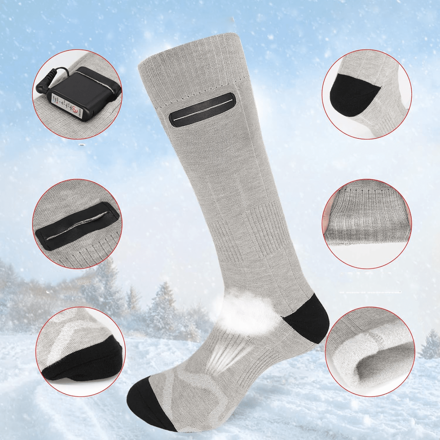 Hilipert Chaussettes chauffantes Rechargeable pour Homme et Femme – Image 3