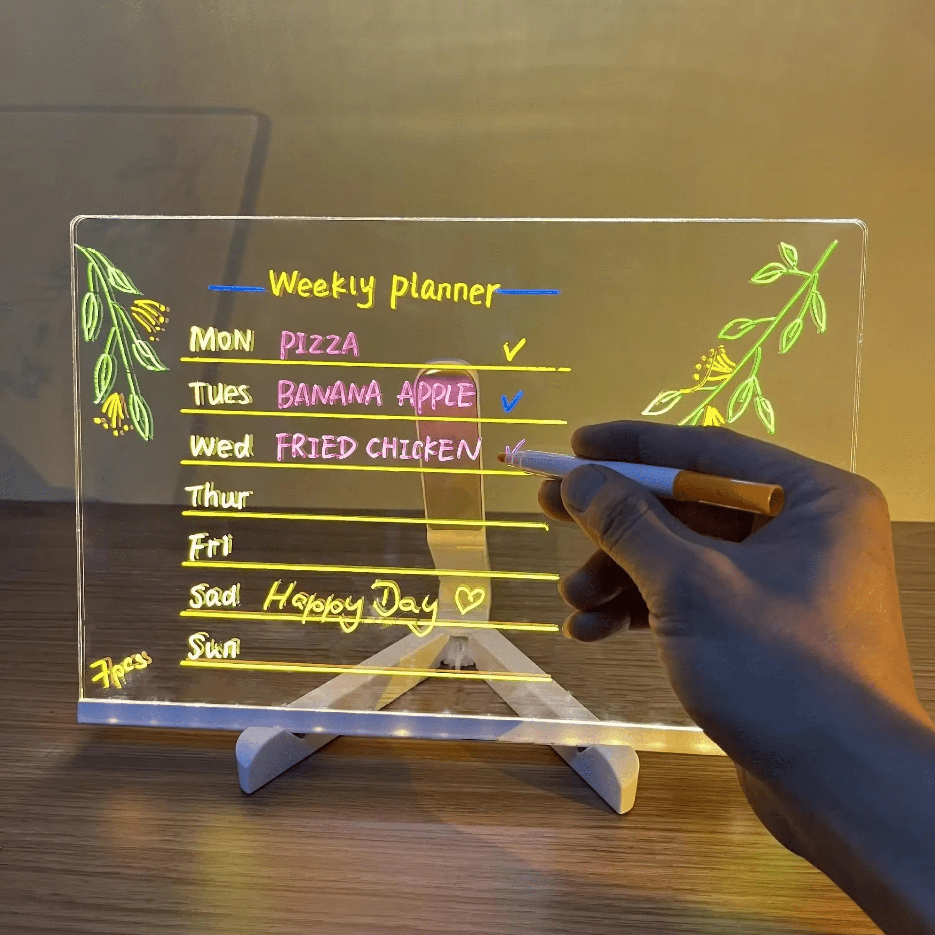 Lumiboard tableau Lumineux LED stylo 7 Couleurs effacable avec support réglable – Image 2
