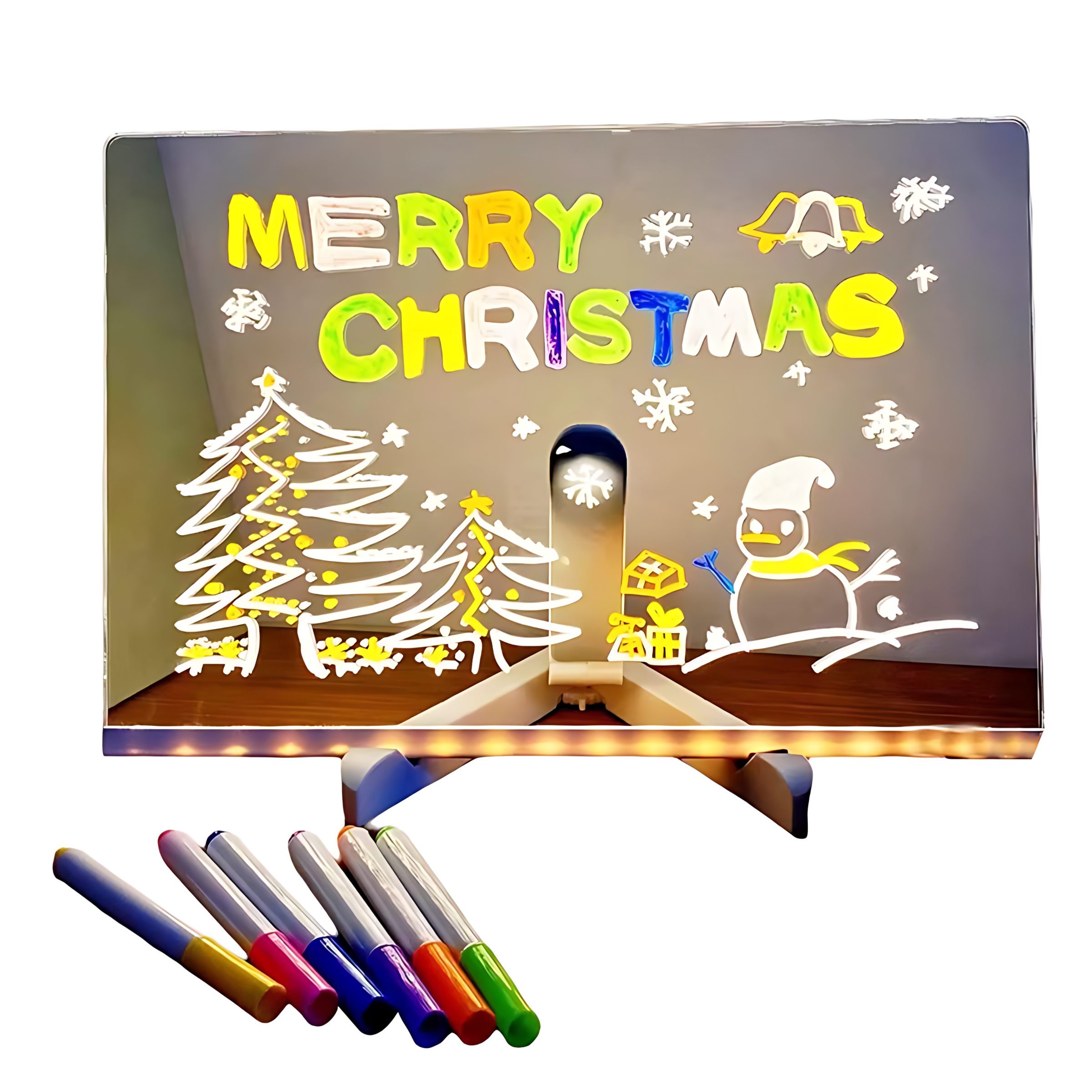 Lumiboard tableau Lumineux LED stylo 7 Couleurs effacable avec support réglable