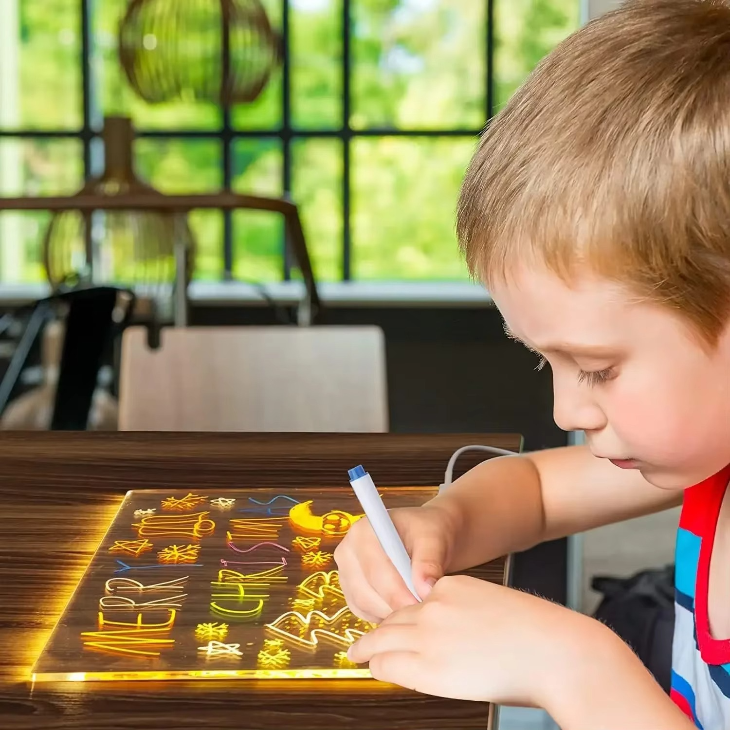 Lumiboard tableau Lumineux LED stylo 7 Couleurs effacable avec support réglable – Image 3