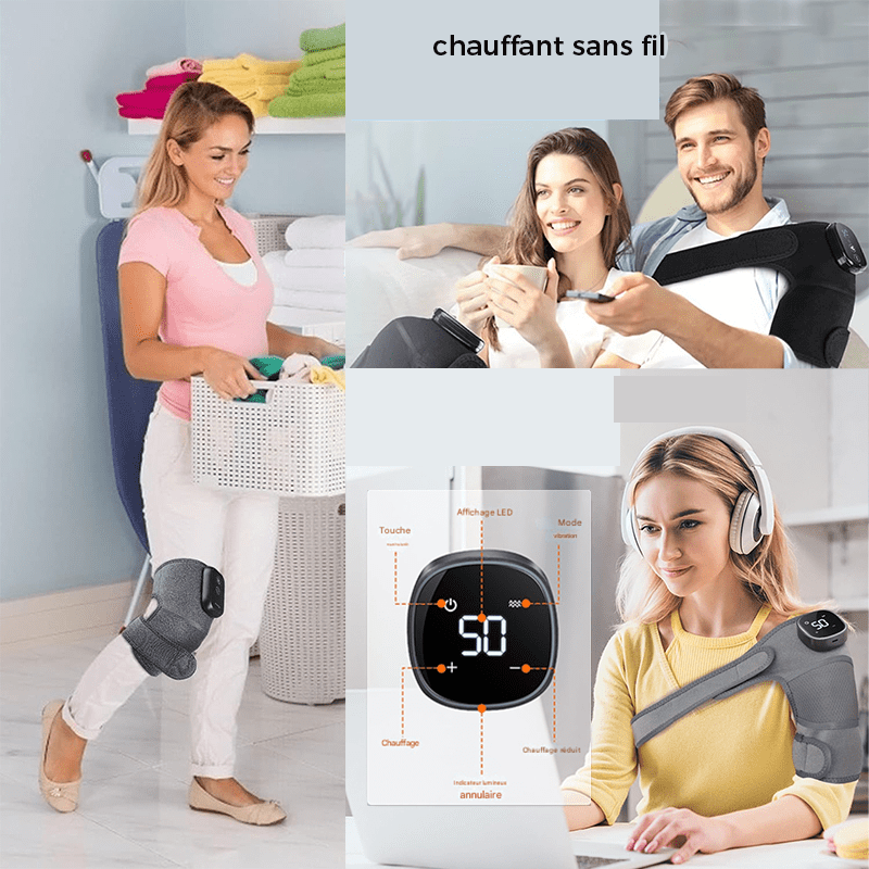 RejuvaKnee Genouillère chauffante sans fil 3 en 1, masseur d'épaule, Vibration des jambes, bras, attelle articulaire, relaxation musculaire – Image 6