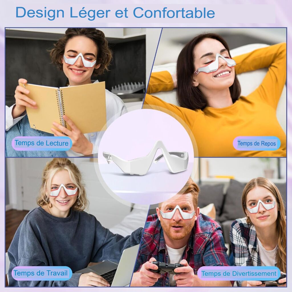 Renewa EyeLift lunettes de massage EMS lumière rouge soin des yeux vachettes foncées gonflements réduction de la fatigue oculaire relaxant – Image 9