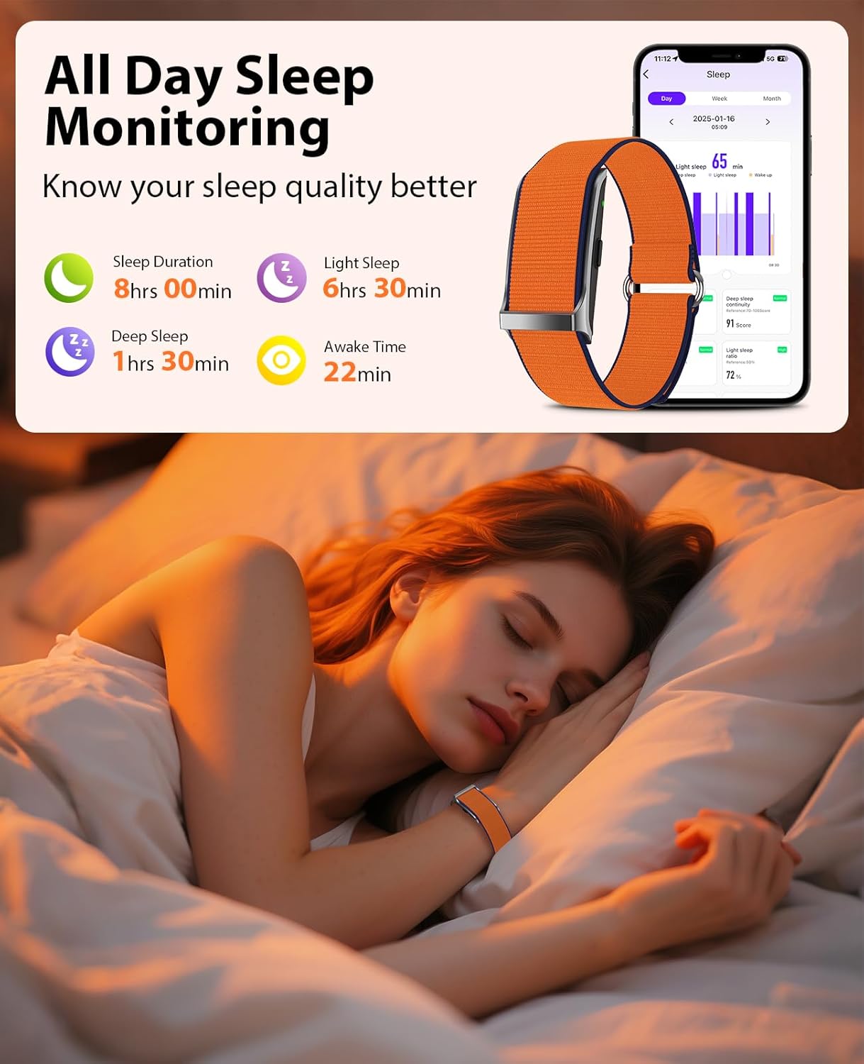 Bracelet connecté bande de sport fréquence cardiaque tensiomètre étanche 30 jours autonomie – Image 3