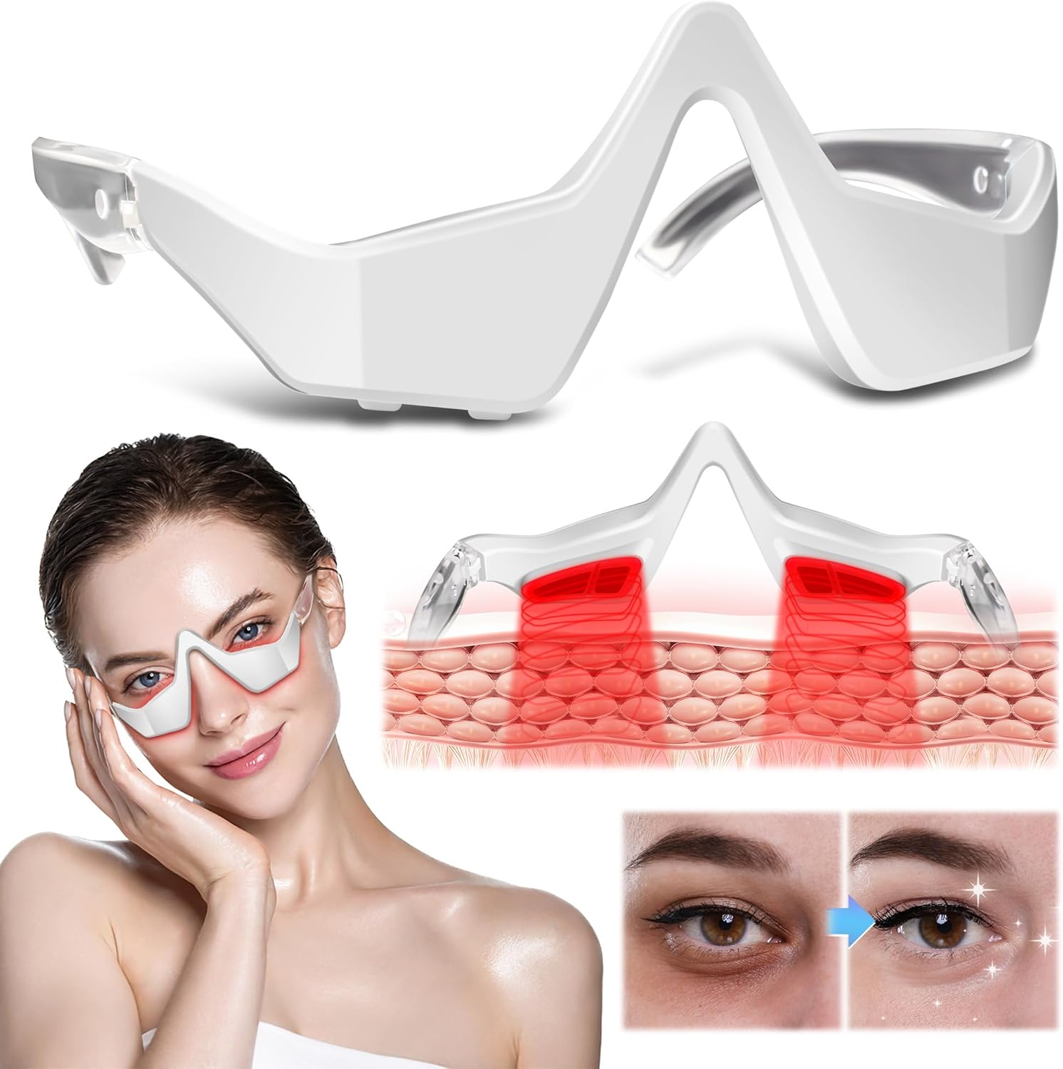 Renewa EyeLift lunettes de massage EMS lumière rouge soin des yeux vachettes foncées gonflements réduction de la fatigue oculaire relaxant – Image 10