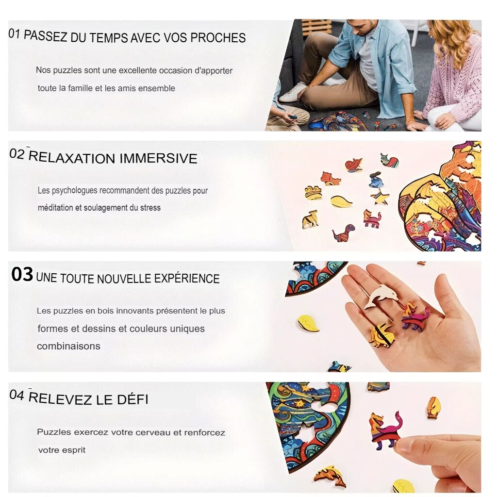 Puzzle Up rond en bois de paon – Image 7