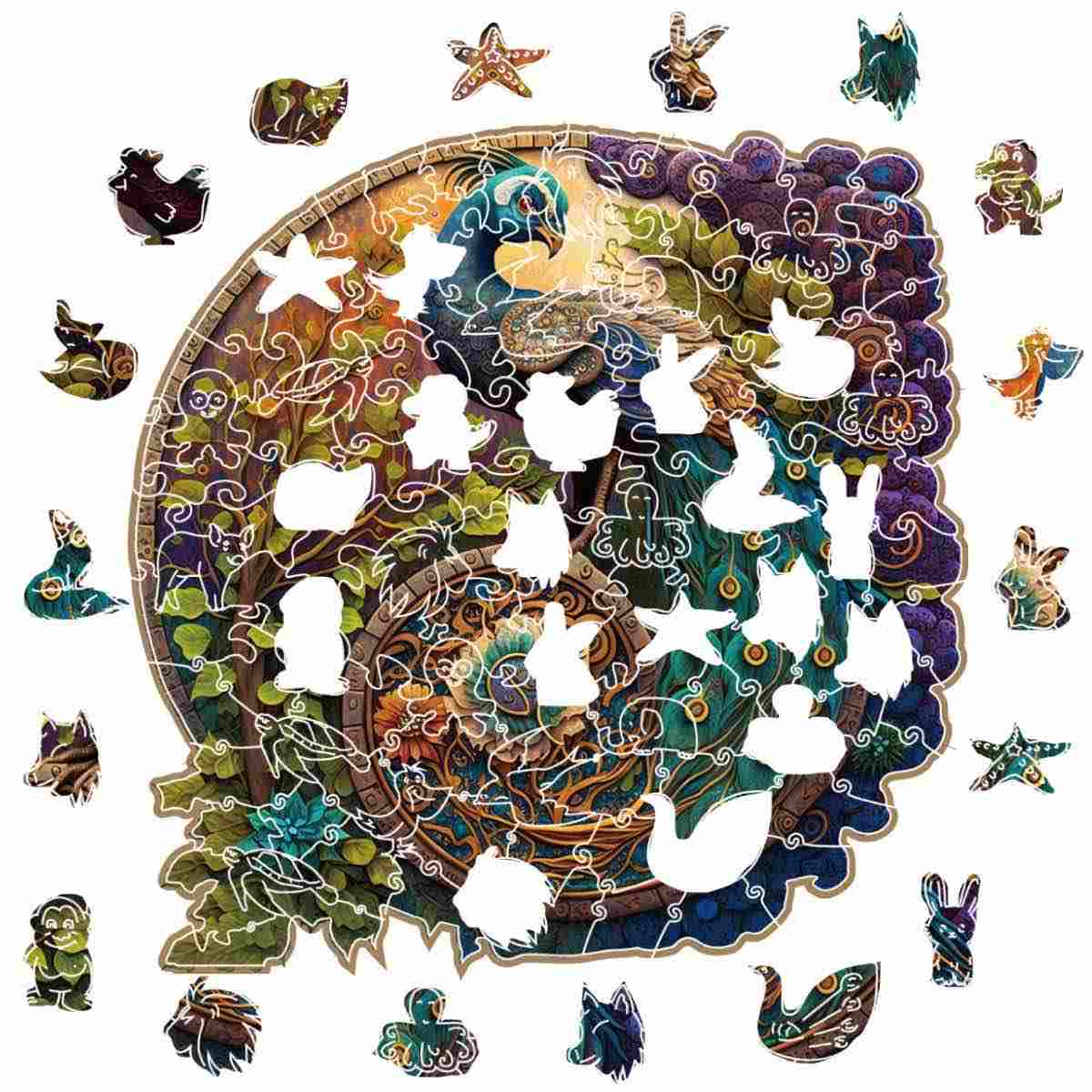 Puzzle Up rond en bois de paon – Image 5