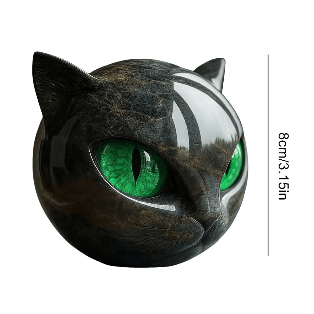 Black Cat Stone Sculpture – Figurine décorative tête de chat en pierre de chat noir résine Texture en marbre – Image 8