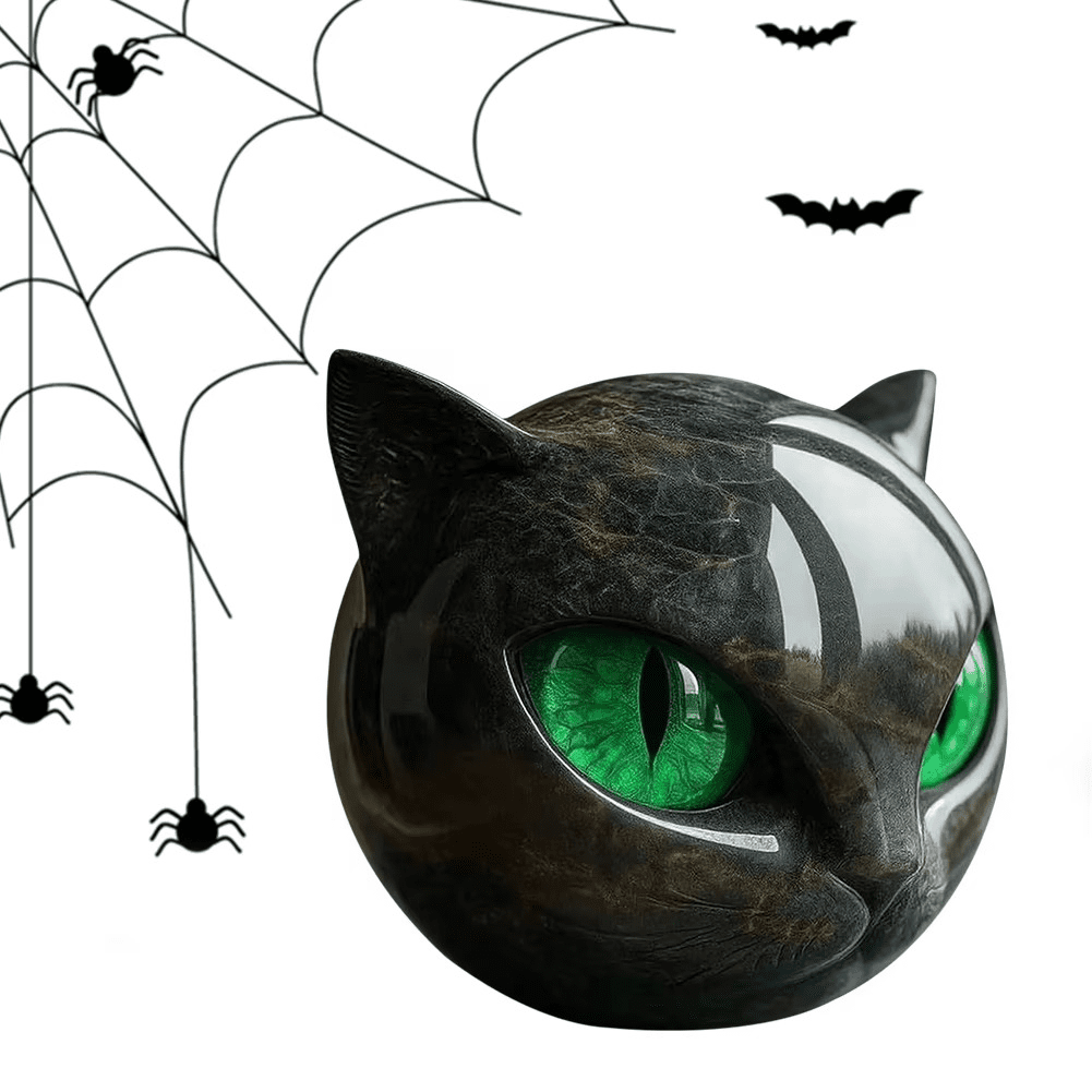 Black Cat Stone Sculpture – Figurine décorative tête de chat en pierre de chat noir résine Texture en marbre – Image 7