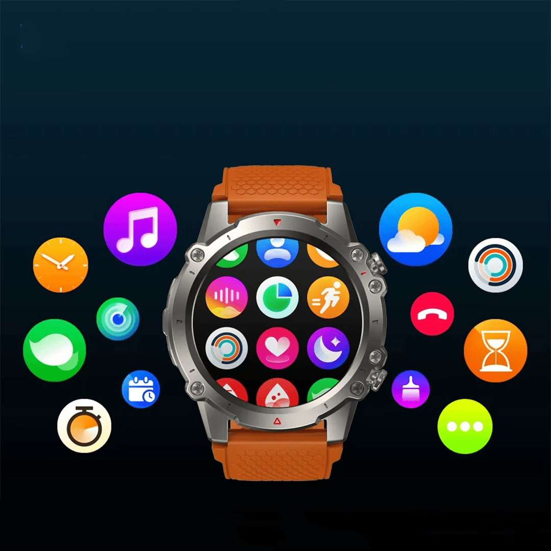 Montre Connectée Homme avec Appels Bluetooth Moniteur Fréquence Cardiaque Tensiomètre 5ATM Étanche Montre Militaire avec Tracker d'Activité Fitness – Image 2
