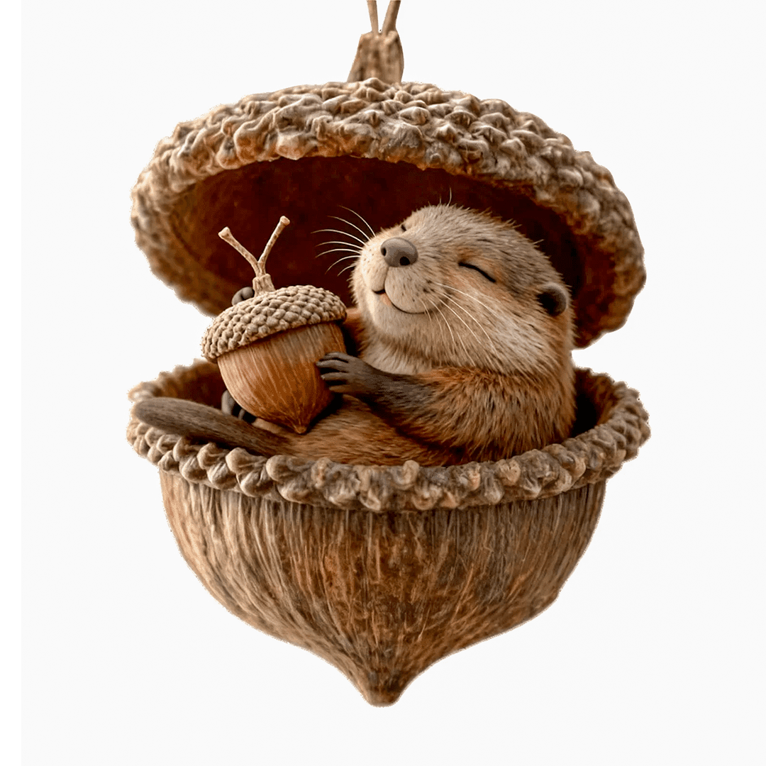 iiipu Ornements de glands d'animaux de la forêt 2D, plats en acrylique, mignons décoration pour arbres de noël