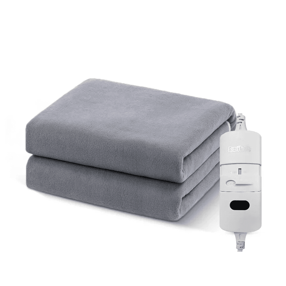 Vue d’ensemble de la couverture chauffante électrique posée sur un lit