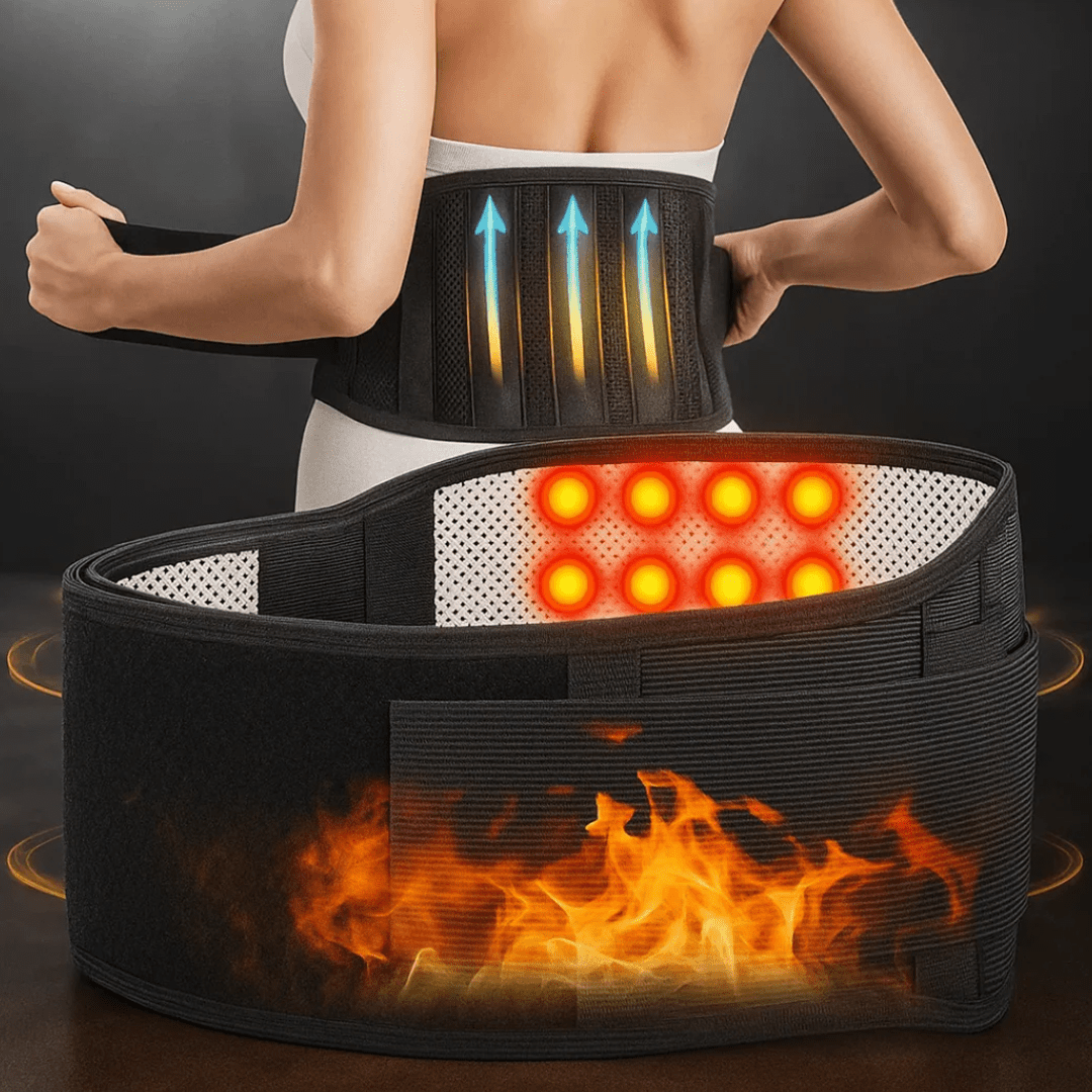 Vue de face de la ceinture HeatSculpt Pro à plat sur une surface blanche