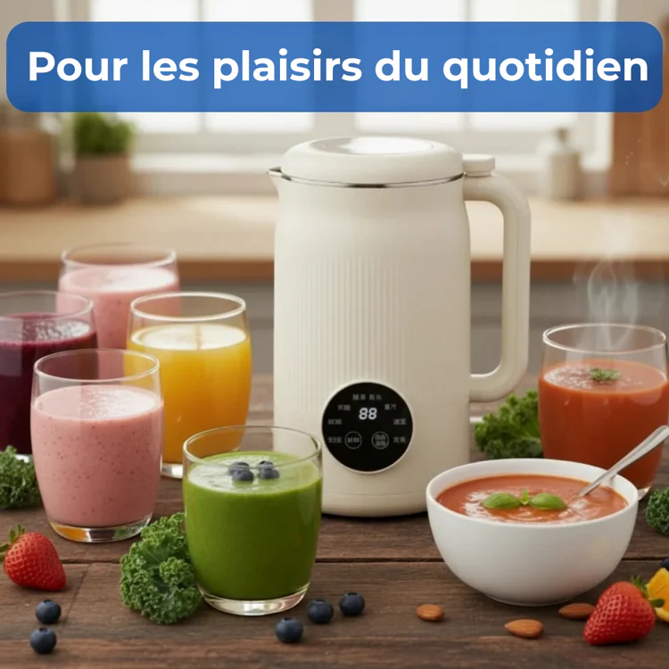 Soupe chaude servie directement depuis le bol du blender.