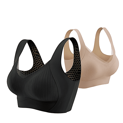 misslim-bra-lot-2-noir-chair-vue-ensemble.jpg — Vue d’ensemble du lot de deux soutiens-gorge noir et chair posés à plat