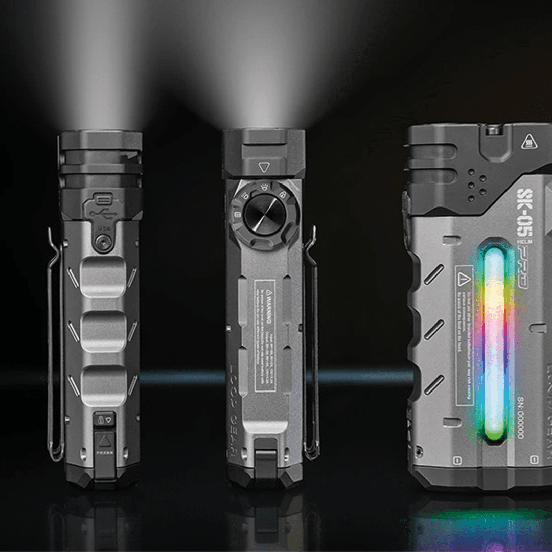 Gros plan sur les LED de la lampe torche Loop Gear SK05Pro