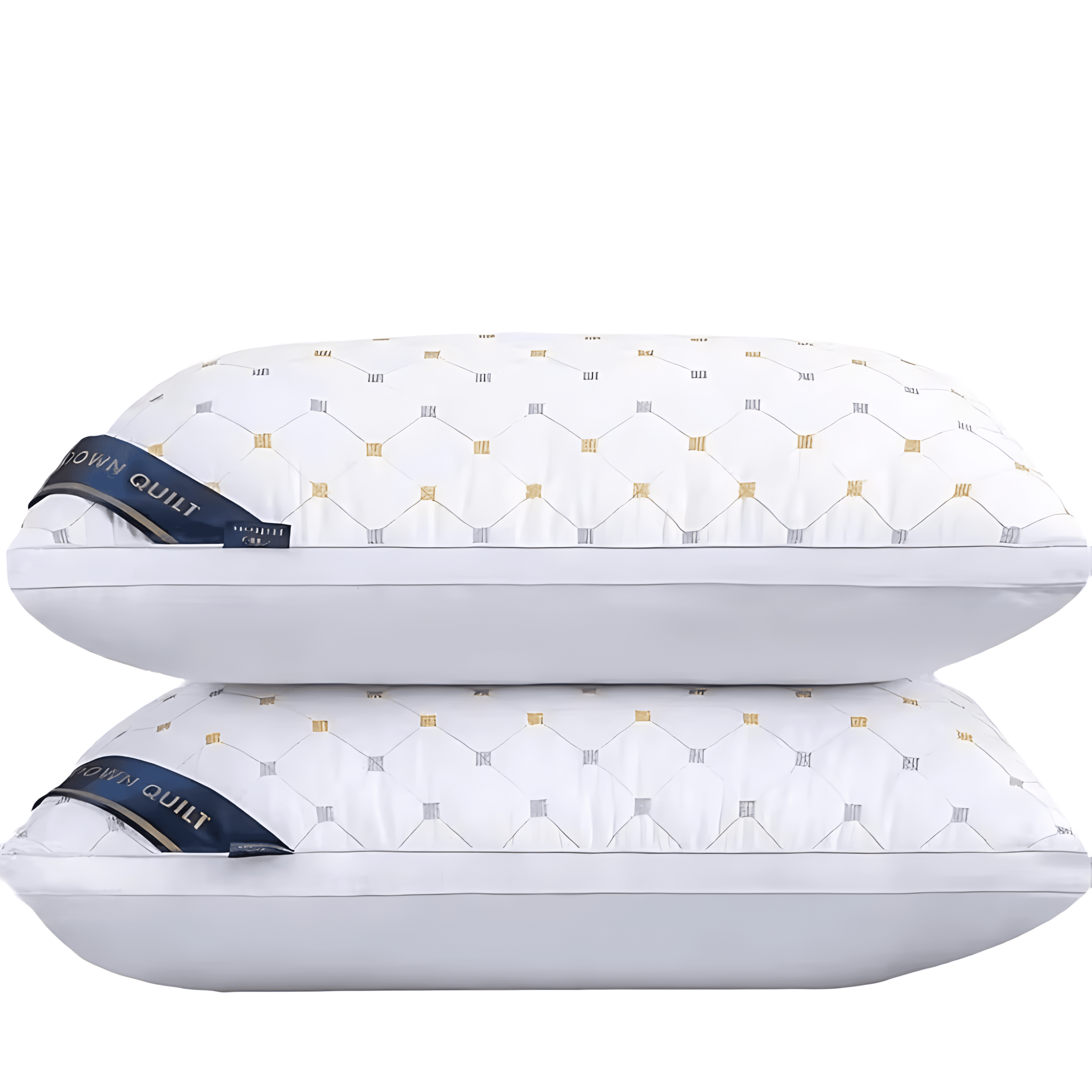 vue d’ensemble de deux oreillers coeur du sommeil confort posés sur un lit