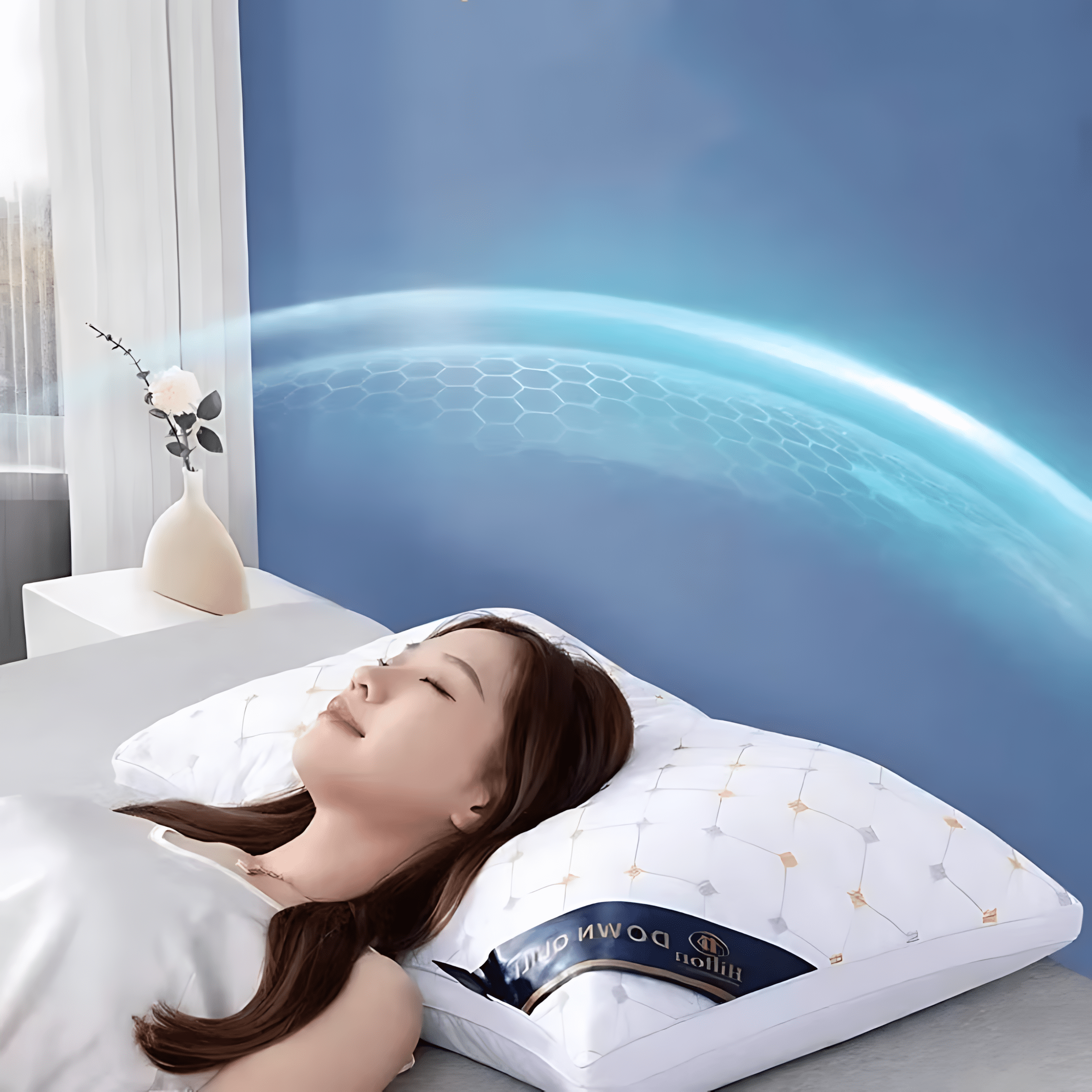 oreillers disposés sur un lit prêt pour la nuit