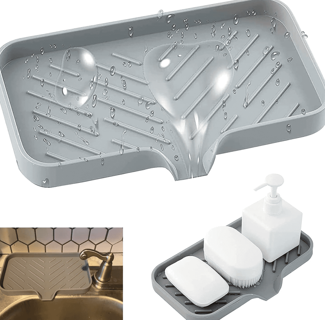 Tapis d'Évier en Silicone Antidérapant - Protège Évier Cuisine, Séchage Vaisselle, Rangement Savon et Éponge – Image 5
