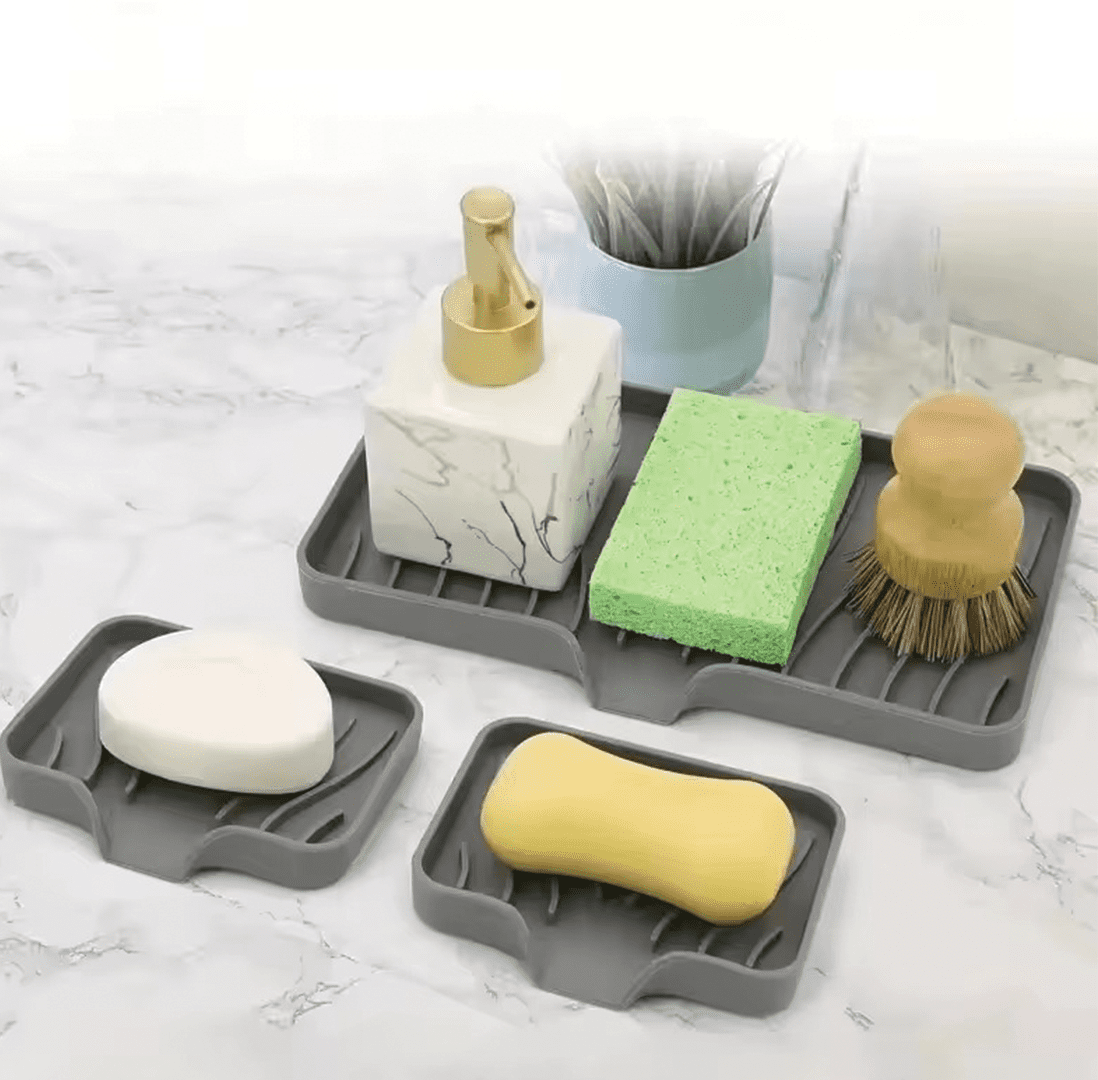 Tapis d'Évier en Silicone Antidérapant - Protège Évier Cuisine, Séchage Vaisselle, Rangement Savon et Éponge – Image 3