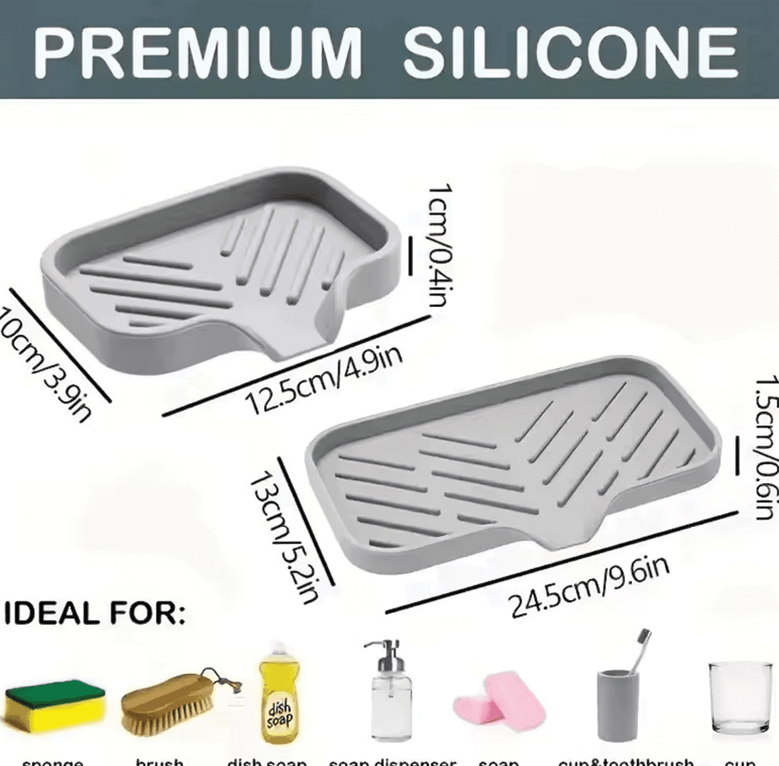 Tapis d'Évier en Silicone Antidérapant - Protège Évier Cuisine, Séchage Vaisselle, Rangement Savon et Éponge – Image 4