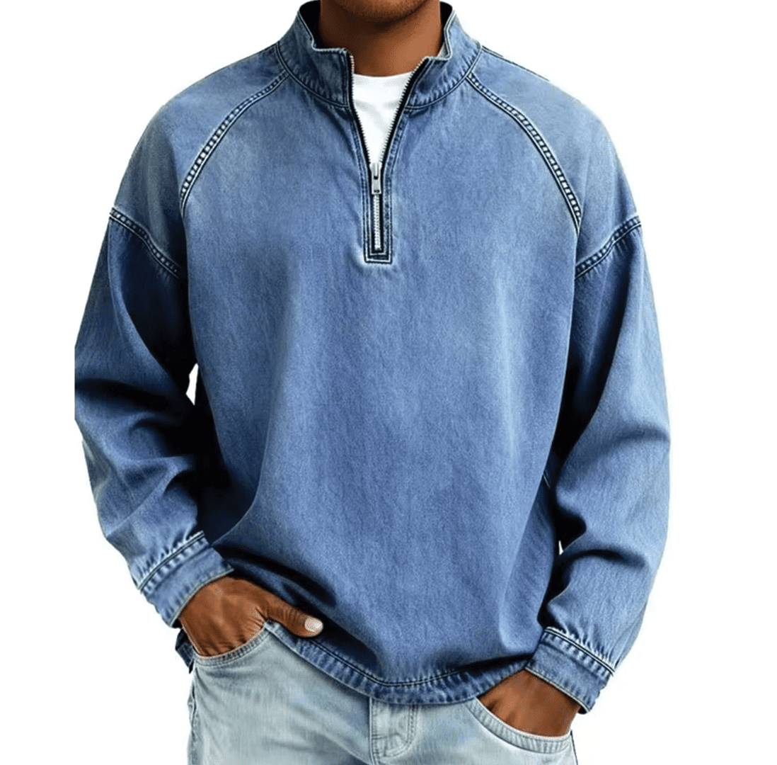 Maivage T-shirt homme rétro à manches raglan et col montant effet usé manches longues – Image 6