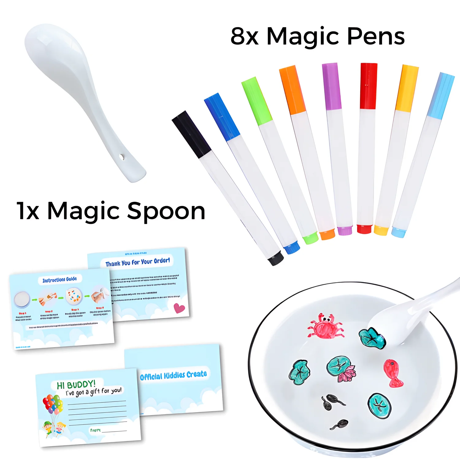 Jeu stylo effaçables à base d'eau flottant outil de peinture à l'huile pour enfants brosse ensemble de dessinss - 8x Marqueurs magiques