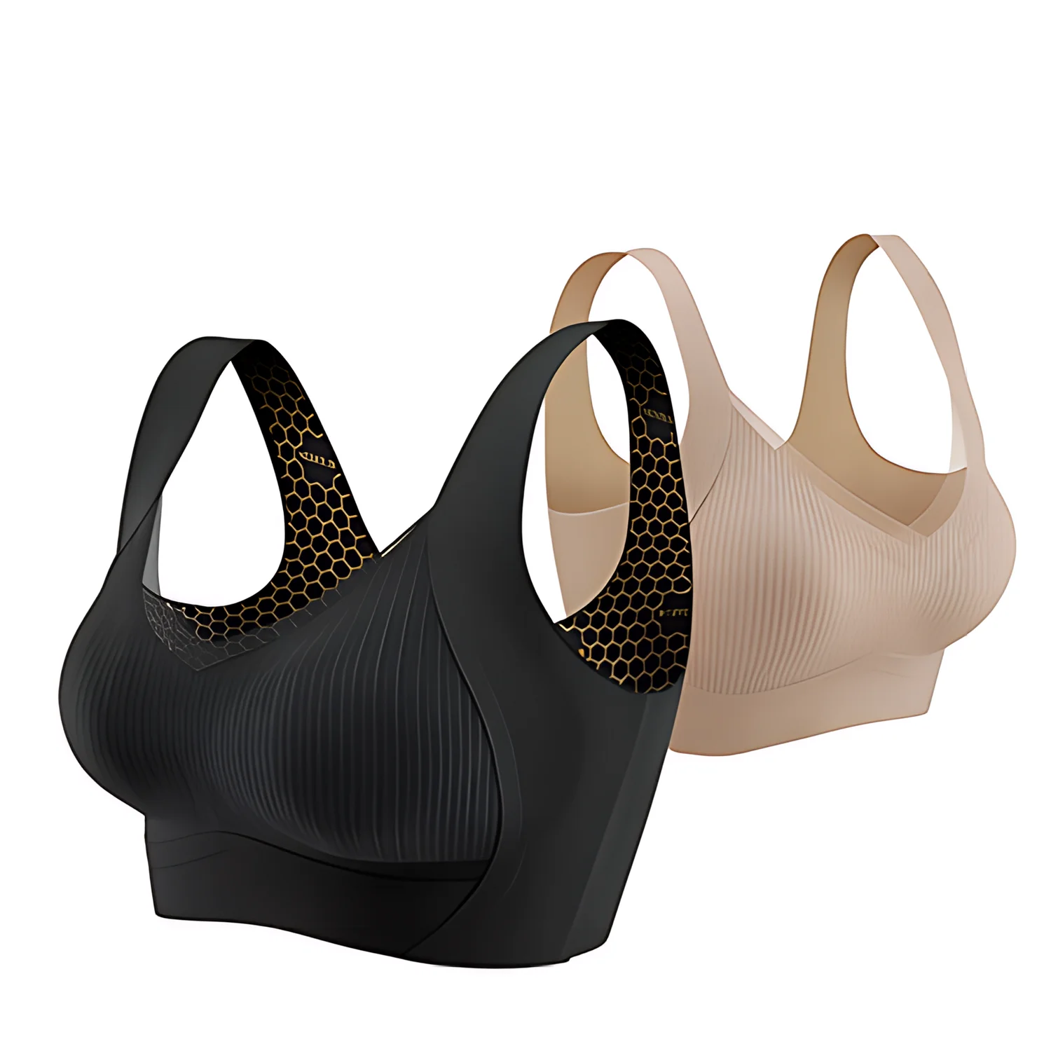 Misslim bra soutien-gorge gainant sans armature noir et chair x2 - L